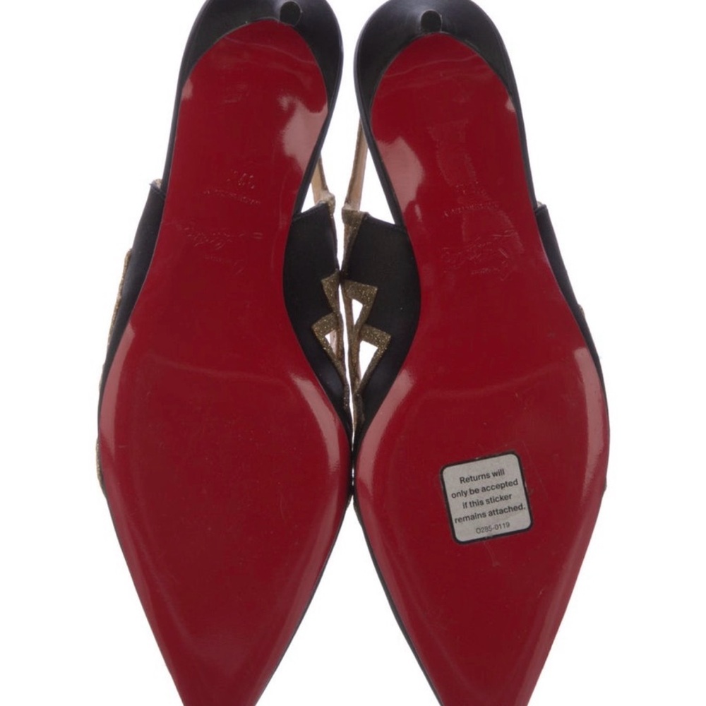 Christian Louboutin black/gold Glitter Patterned Slingback Pumps - Picture 5 of 5
